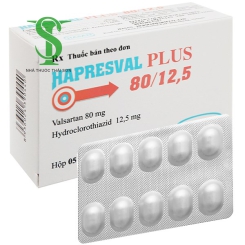 THUỐC TIM MẠCH HAPRESVAL PLUS 80/12,5   HỘP 10 VỈ X 10 VIÊN