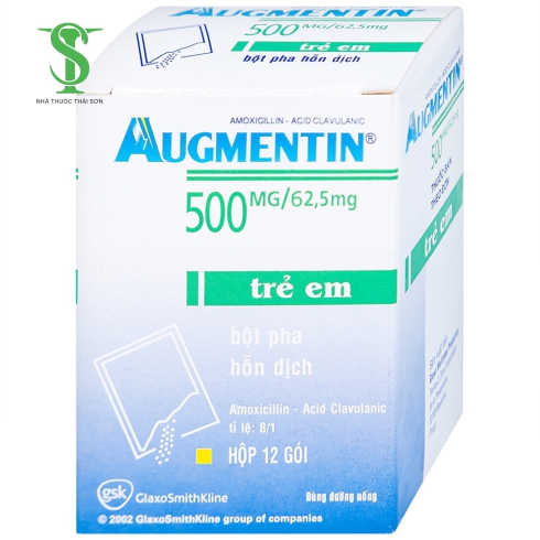 THUỐC KHÁNG SINH AUGMENTIN 500 MG/62,5 MG  HỘP 12 GÓI