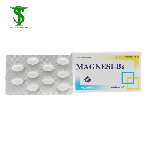 THUỐC BÔ SUNG MAGNESI-B6 VIDIPHA HỘP 5 VỈ X 10 VIÊN BAO ĐƯỜNG 