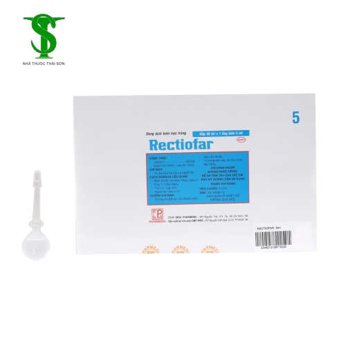 Dung dịch bơm trực tràng trị táo bón ở người lớn Rectiofar 5 hộp 40 ống