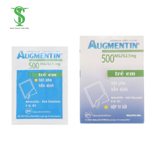THUỐC KHÁNG SINH AUGMENTIN 500 MG/62,5 MG  HỘP 12 GÓI